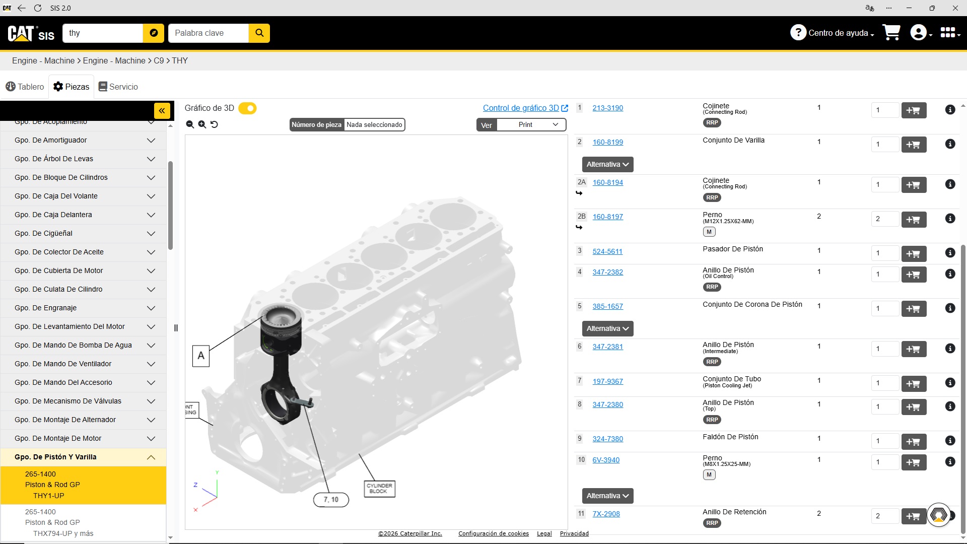 Software SIS Caterpillar en pantalla - Despiece y Catálogo de Partes